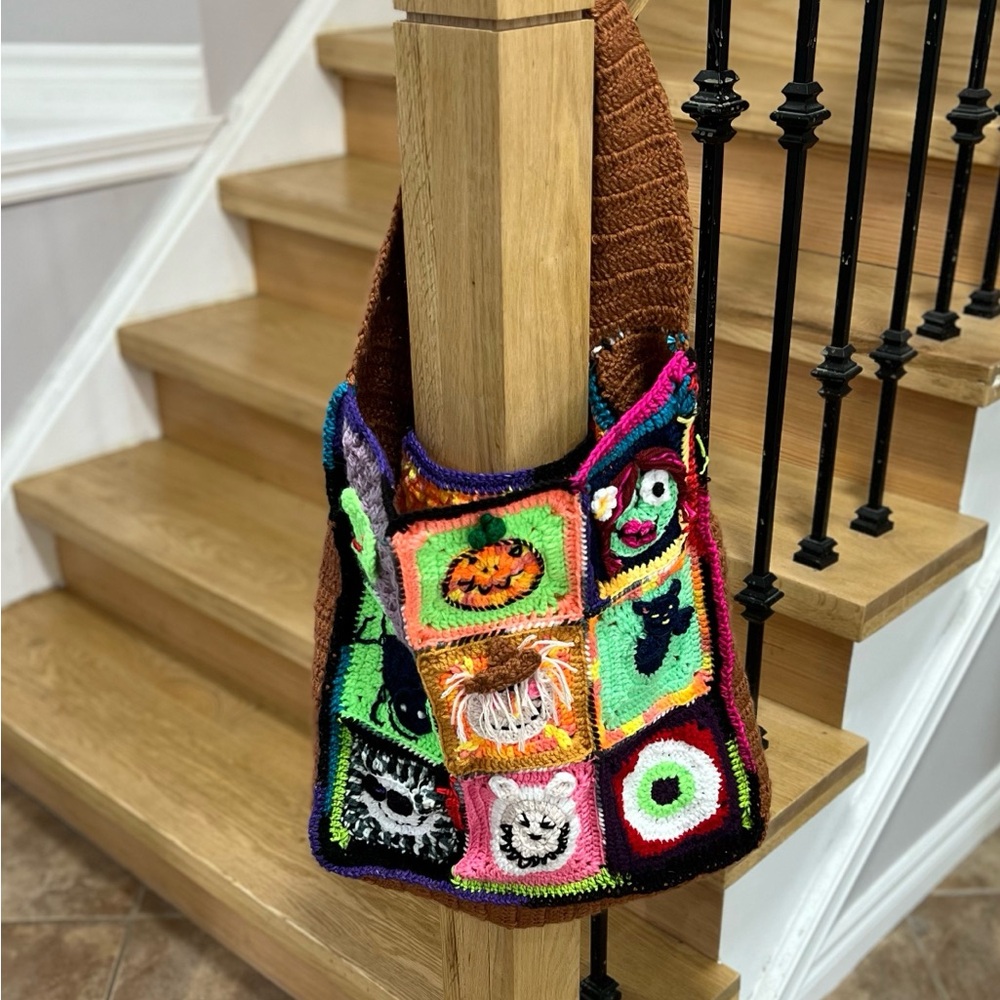Colorful Crochet Patchwork Bag